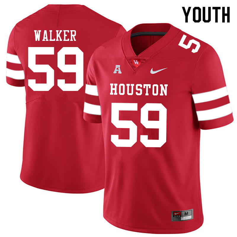 Youth #59 Carson Walker Houston Cougars College Football Jerseys Sale-Red